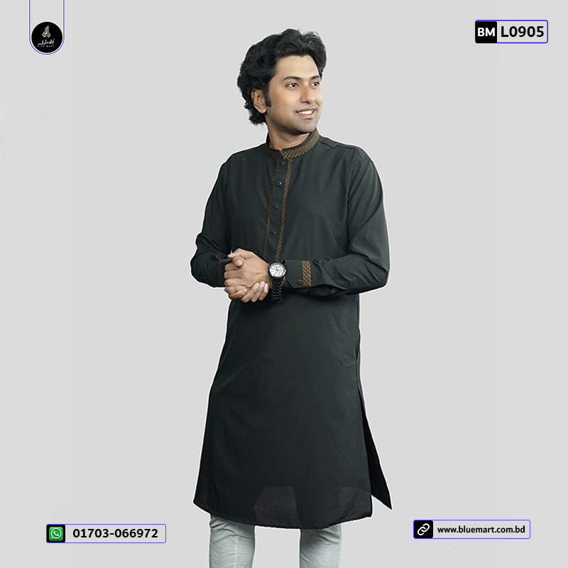 China Premium Fit Panjabi-Black
